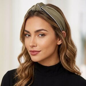 💎 Claire’s Olive Green Rhinestone Trim Knot Headband | NWT | OS